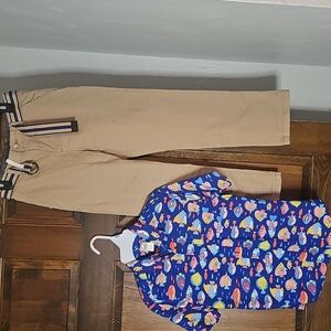 Boys Gymboree Outfit - tropical short sleeve button down with khaki pants size 8
